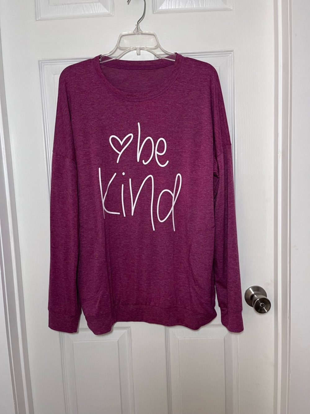 Be Kind Long Sleeve Top - Heathered Raspberry